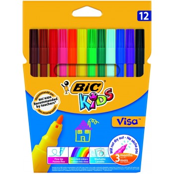 Flamastry Bic Kids Visa 12 kolorów