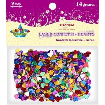 Konfetti laserowe serca 5x6mm, 14g mix kolor
