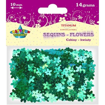 Cekiny kwiatki 10mm, 14 g zielony