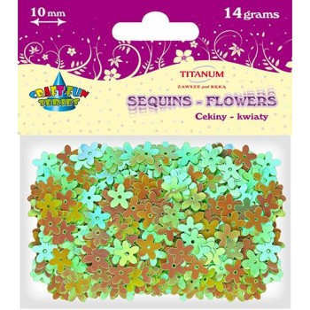 Cekiny kwiatki 10mm, 14 g jasny zielony