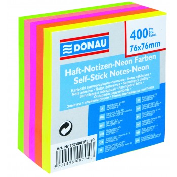 Notes samoprzylepny kostka Donau 76x76mm, neon