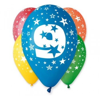 Balony z nadrukiem Gemar GS110 pastel 12" mix "9"/ 5 szt