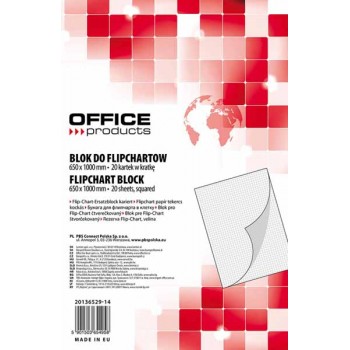 Blok do flipchartów Office Products 65x100 cm, w kratkę 20 kartek