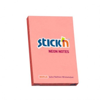 Notes samoprzylepny Stick'n 76x51mm różowy neonowy