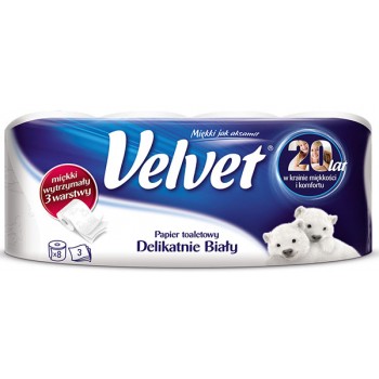 Papier toaletowy Velvet 3-warstwowy, 8 rolek biały