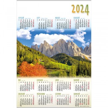 Kalendarz ścienny Lucrum plakatowy, 2024, 607x880mm