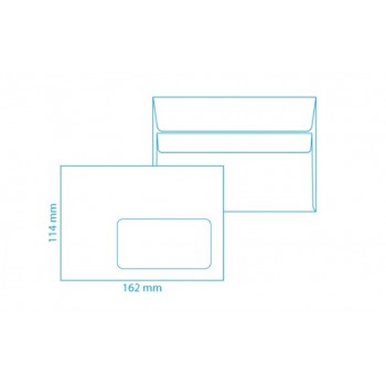 Koperty C6 biała SK samoklejące 1000 szt, okno prawe