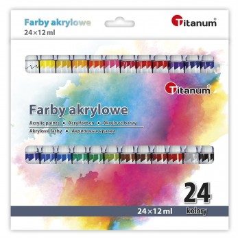 Farby akrylowe Titanum w tubkach, 12ml, 24 kolory