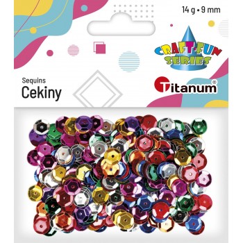 Cekiny Titanum Craft-Fun okrągłe, 9mm, 14g, mix kolorów