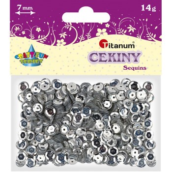 Cekiny okrągłe Titanum Craft-Fun Series 14g, metaliczny srebrny