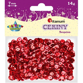 Cekiny okrągłe Titanum Craft-Fun Series 14g, metaliczny czerwony