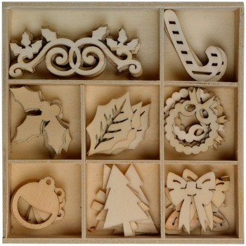 Ozdoby drewniane Titanum Craft-Fun Święta, pudełko 40 sztuk