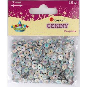 Cekiny okrągłe Titanum Craft-Fun Series 10g, perłowe srebrne