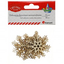 Płatki śniegu drewniane Titanum Craft-Fun Series 51mm, 10 sztuk