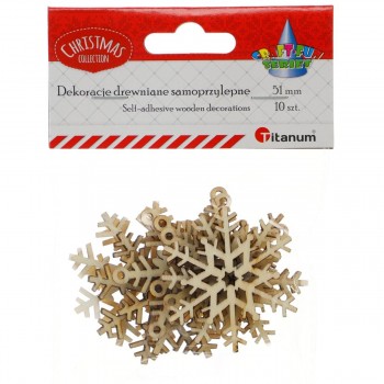 Płatki śniegu drewniane Titanum Craft-Fun Series 51mm, 10 sztuk