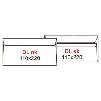 Koperty DL biała SK samoklejące, 1000 sztuk