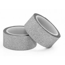Taśma samoprzylepna Argo brokatowa 15mm/3m; 2 sztuki, srebrna