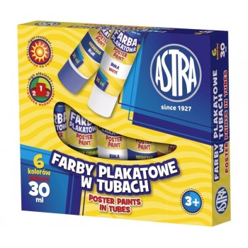 Farby plakatowe w tubkach Astra 30ml 6 kolorów