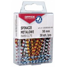 Spinacze okrągłe Office Products 50mm, 30 sztuk, kolorowe