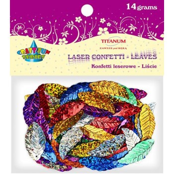 Konfetti laserowe liście 28x10mm, 14g mix kolor