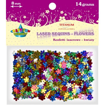 Konfetti laserowe kwiatki 8mm, 14 g mix kolor