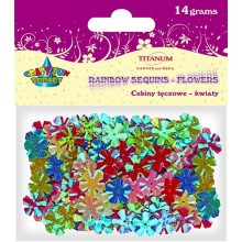 Cekiny tęczowe kwiatki 13mm 14 g