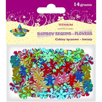 Cekiny tęczowe kwiatki 13mm 14 g
