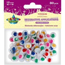 Kolorowe oczka 12mm, 80 sztuk, bez rzęs