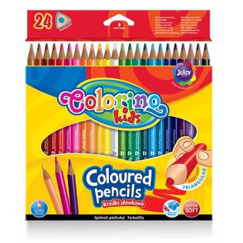 Kredki ołówkowe Colorino trójkątne 24 kolorów + temperówka