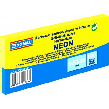 Notes samoprzylepny "Neon" Donau 51x38 mm neonowy żółty