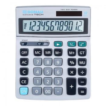 Kalkulator biurowy Donau Tech, 12-cyfr, 210x154x37mm, metalowa obudowa