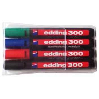 Marker permanentny Edding 300, 4 kolory