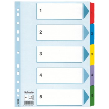 Przekładki kartonowe Esselte Mylar A4 numeryczne 1-5