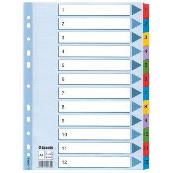 Przekładki kartonowe Esselte Mylar A4 numeryczne 1-12