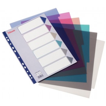 Przekładki plastikowe Esselte Multicolor Maxi A4 6 kart