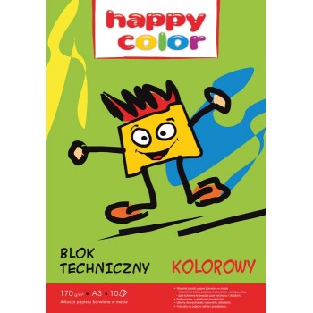 Blok techniczny Happy Color A3, 170g, 10k, kolorowy