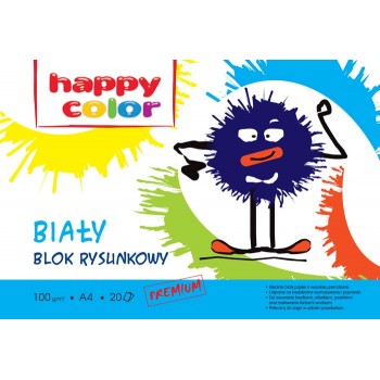 Blok rysunkowy Happy Color A4, 100g, 20k, biały