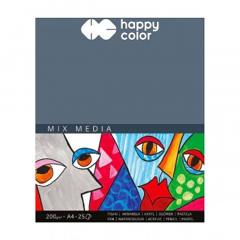 Blok rysunkowy Happy Color Mix Media A4, 200g, 25k, biały