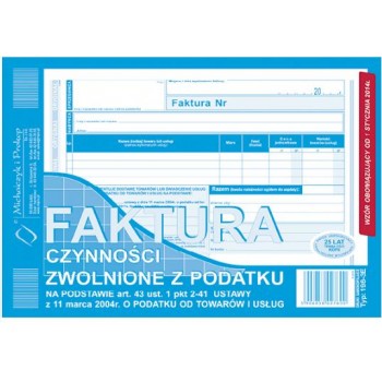 Faktura czynności zwolnione z podatku Michalczyk i Prokop 198-3E, A5, 80 kartek