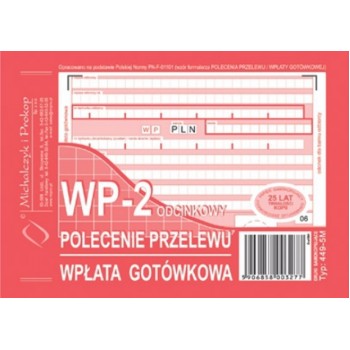 Polecenie przelewu/wpłata gotówkowa Michalczyk i Prokop 449-5M, 2-odc., A6, 80 kartek