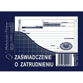 Zaświadczenie o zatrudnieniu 502-5 MiP A6