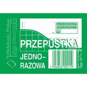 Przepustka jednorazowa 571-9 A7 MiP