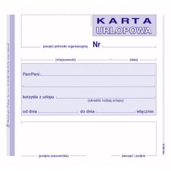 Karta urlopowa Michalczyk i Prokop 507-6, 2/3 A6, 40 kartek