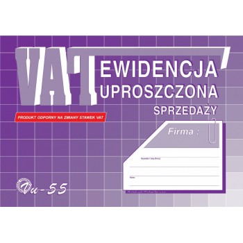 Ewidencja uproszczona sprzedaży Michalczyk i Prokop Vu-55, A5, 32 strony