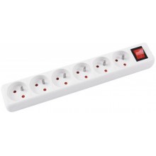 Przedłużacz Office Products, 6 gniazd, 3m, z uziemieniem i wyłącznikiem