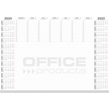 Podkład na biurko Office Products, planer 2024/2025, biuwar 594x420mm A2, 52k., biały