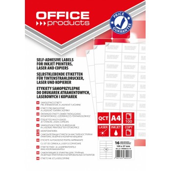 Etykiety samoprzylepne Office Products A4, 105x37mm, 100 arkuszy
