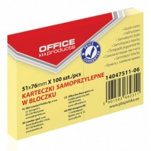 Notes samoprzylepny Office Products 51x76mm, jasnożółty