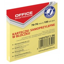 Notes samoprzylepny Office Products 76x76mm, jasnożółty