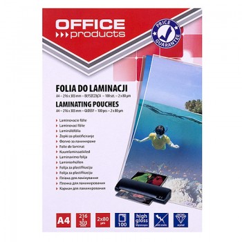 Folia laminacyjna Office Products A4, 80mic